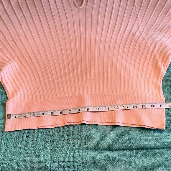 NWT Adrienne Vittadini pink striped texture rayon blend sweater size L - Picture 9 of 12